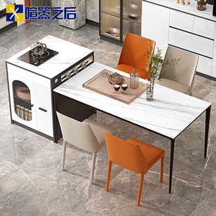 厨房中岛台茶桌吧台储物柜8E33 轻奢岩板岛台餐桌一体家用开放式