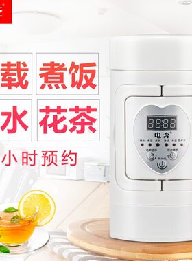 车载迷你电饭煲电热壶可预约蒸煮杯12V24V加热杯水壶烧水煮面煲汤