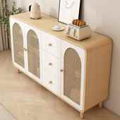 藤风批批编原木奶油高款 餐边柜墙一AKTBCBG0靠体家用厨房客厅酒柜