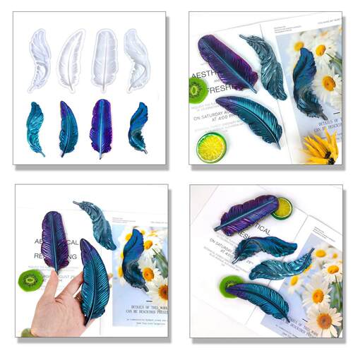 3D Feather Silicone Mold DIY Epoxy Resin Mold Feather Gypsum