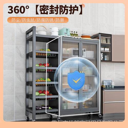 ?厨房带门菜篮子置厨物架F$p$p#gx柜地多层双开门落电器储物多功