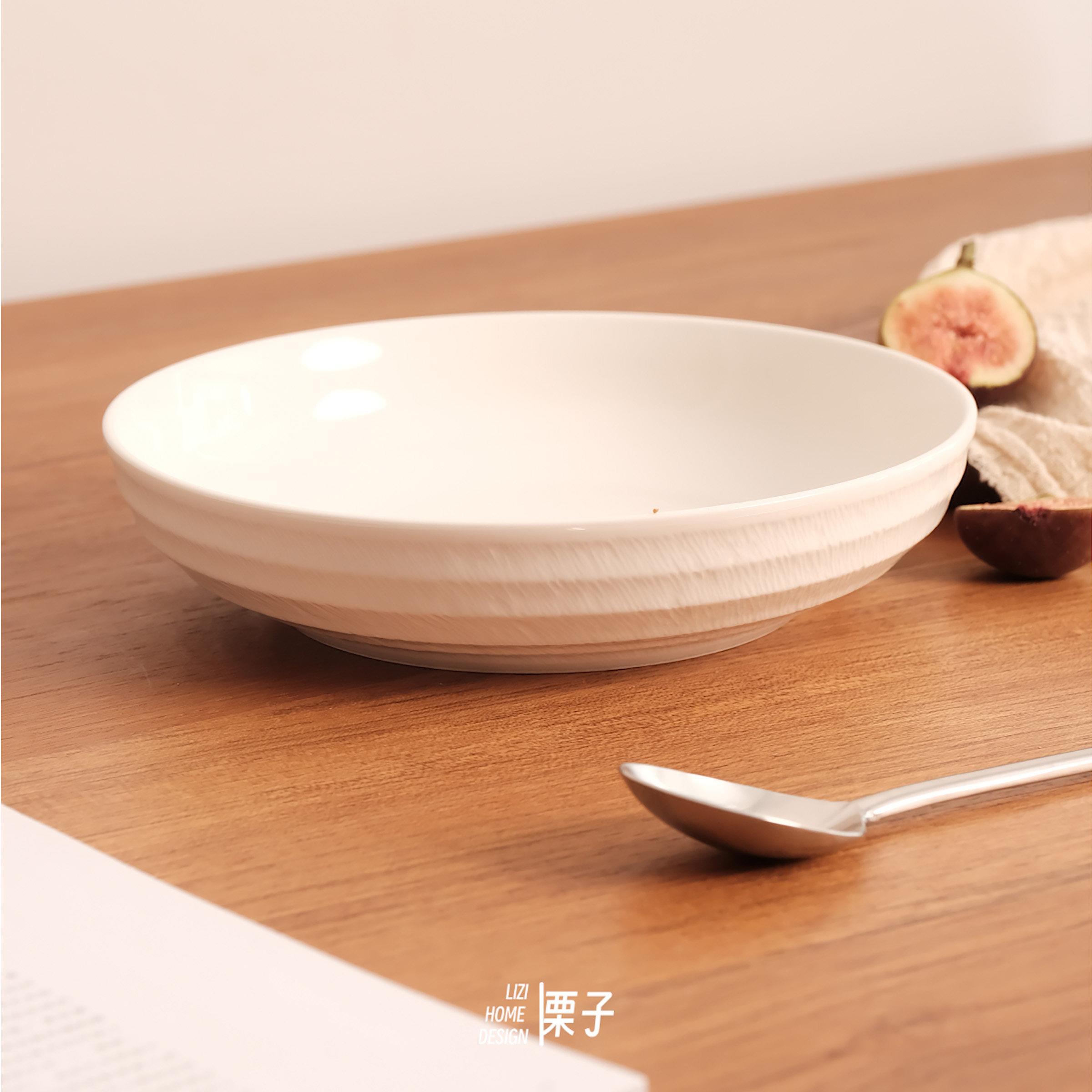 栗子家设Song百搭深盘汤盘陆升宋羽毛纹盘子汤盘中餐深盘酒店餐具