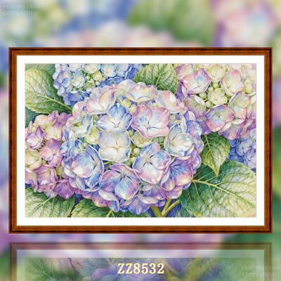 【ZZ8532-清夏绣球花】十字绣2026新款客厅饭厅花卉系列竖版玄关
