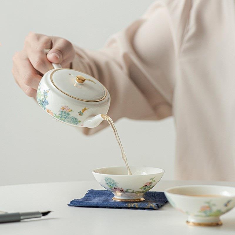 白瓷快客杯一壶二杯精致茶壶便携露营旅行茶具陶瓷茶杯套装新中式