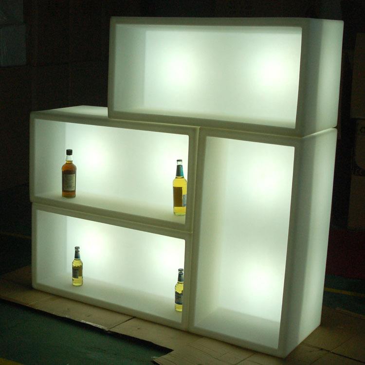 新款潮流LED发光塑料酒柜 户外立方体冰镇酒桶七彩遥控发光酒柜子