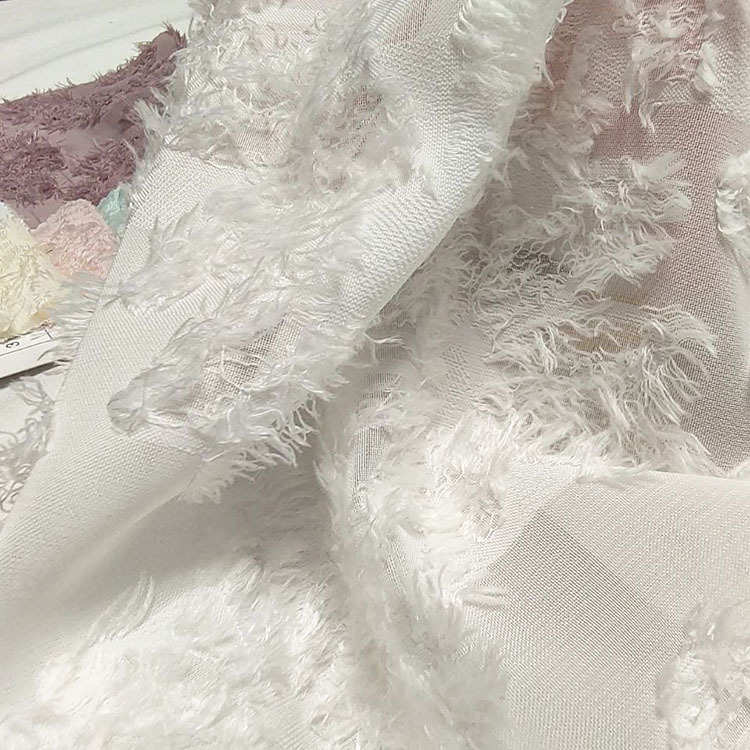 提花织春夏面料汉服雪布料复合花小梅  纺梭剪花丝面料连衣裙女装