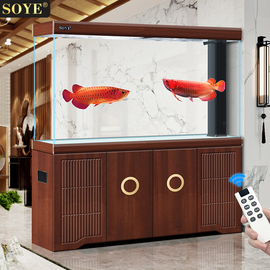 索一鱼缸客厅，大型超白中式智能生态，底滤隔断屏风2024水族箱