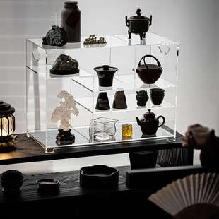 圭隐堂亚克力轻奢茶具置物架家用简约大容量收纳柜展示架储物柜子