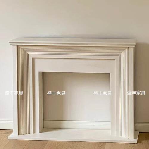 法式简约现代实木壁炉柜美式入户白色玄关壁炉客厅墙边装饰置物架