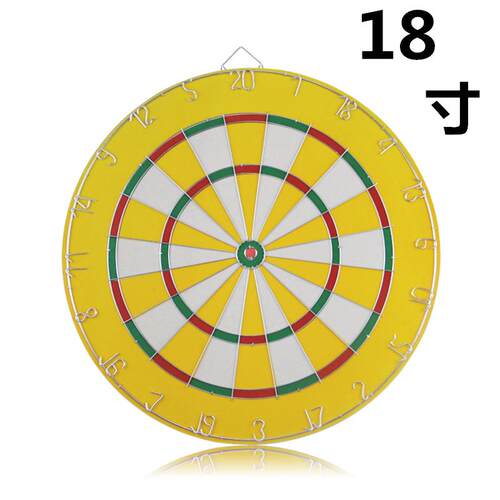 供应18寸飞镖盘套装黄白底双面植绒数字铁网
