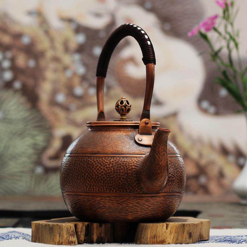 昆吾山【简约-锤目纹】手工錾刻铜壶纯紫铜茶具电陶煮水壶带滤孔