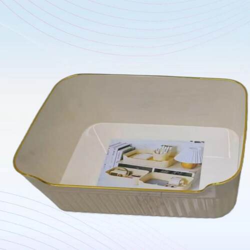 Home Desktop Organizer Box, Office Desk Cream Plastic Pen Ho