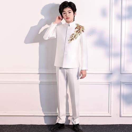 高档儿童合唱团出服红色男童唱中山童装朗演诵学生女歌祖国表演服