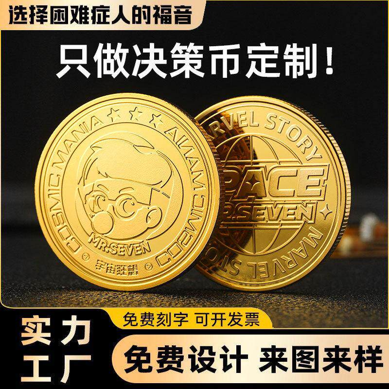 锌合金决策币YESNO定制幸运币定做卡通二次元金属激光纪念章订做