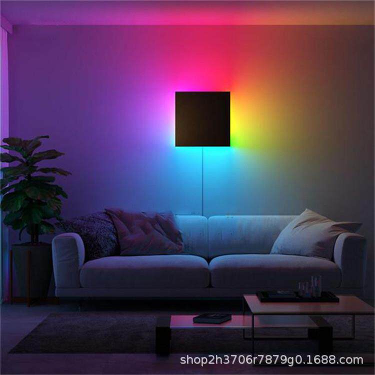 智能跑马幻彩卧室方形空心实心壁灯室内RGB现代装饰LED遥控墙壁