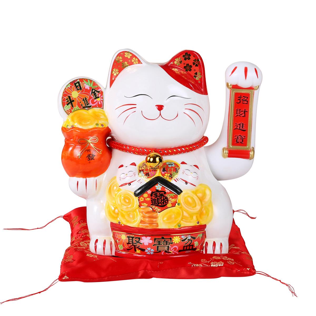 工艺品开业摆件10寸招手财神招财猫保险银行开业送礼礼品logo