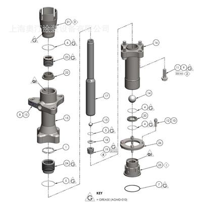 193313 胶泵喉部密封备件包 193314下缸体密封备件包 Binks FX220