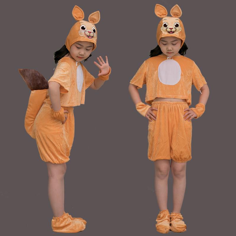 六一小松鼠儿童动物演出服幼儿园三只松鼠舞台剧卡通表演服装图片