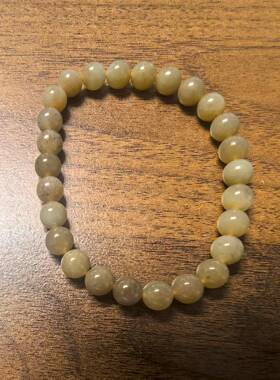 ZB27 和田玉糖色单圈手串 13.46g 珠7mm（附鉴定证书）