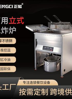 正磁电热立式油炸炉商用炸鸡炸串西厨设备后翻式清洗大容量油炸机