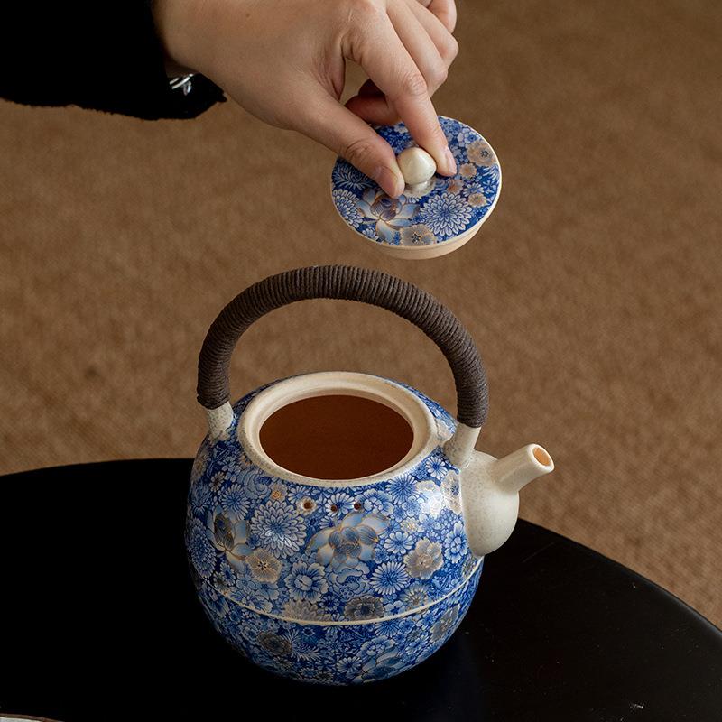 复古繁釉花鸣泉壶苏B4893打汝窑烧水煮茶壶电陶陶炉煮梁茶器提壶