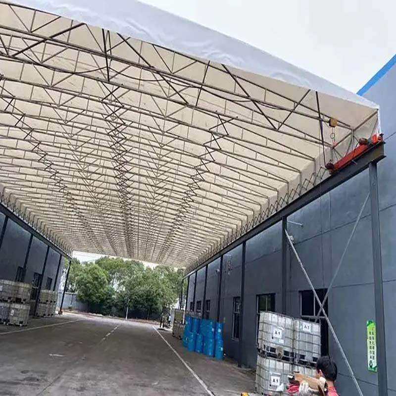 户外折叠棚仓库推拉棚户外遮阳棚仓储电动推拉蓬工厂悬空伸缩雨棚