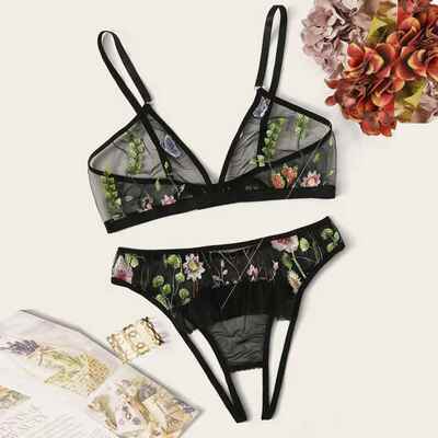 Sexy lingerie sexy women's open three-point sexy suit