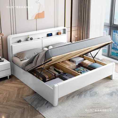 实木床双人床见详情白色1.简2床米1.8米主卧室婚床家用1.5现储物