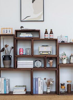 3Y黑胡边桃实木置架物自由组合子柜客格厅F76THT9M夹缝几落地收纳