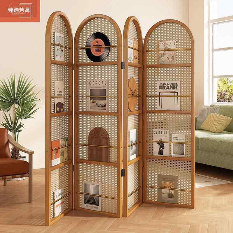 日式代简DFH约藤编屏风入办公室酒店断现座屏折叠多户联隔移动遮