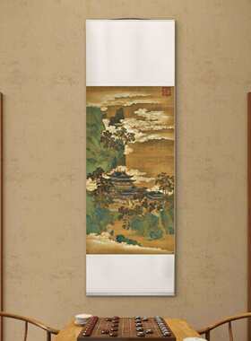 雅林文化 宋 赵伯驹《仙山楼阁图》艺术微喷宣纸复刻画客厅装饰画