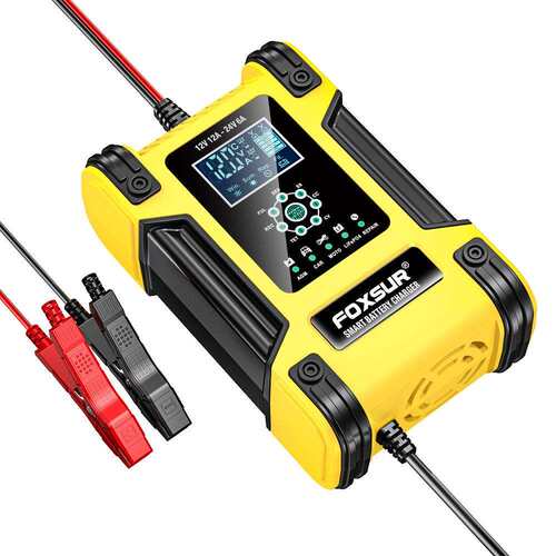 Foxsur 12V12A-24V6A 7段式智能充电器汽车电池充电器