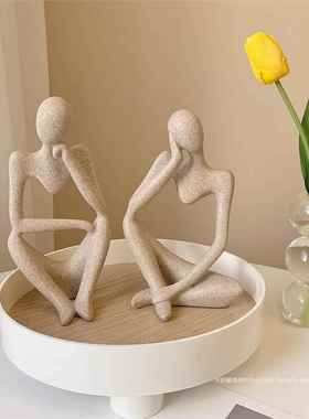 北欧风小众抽象雕塑摆件 树脂艺术人物装饰桌面托盘ins风家居创意
