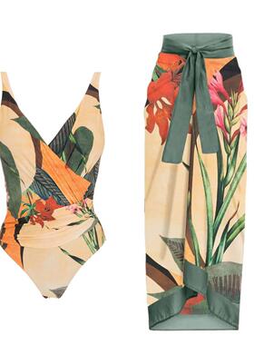 One piece swimsuit women's conservative belly covering