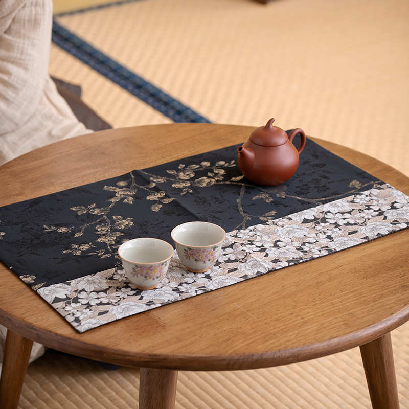 织锦缎刺绣白梅干泡茶席加厚防烫杯垫茶壶垫子小茶承茶具茶道配件