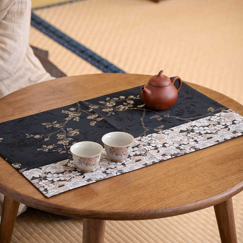 织锦缎刺绣白梅干泡茶席加厚防烫杯垫茶壶垫子小茶承茶具茶道配件