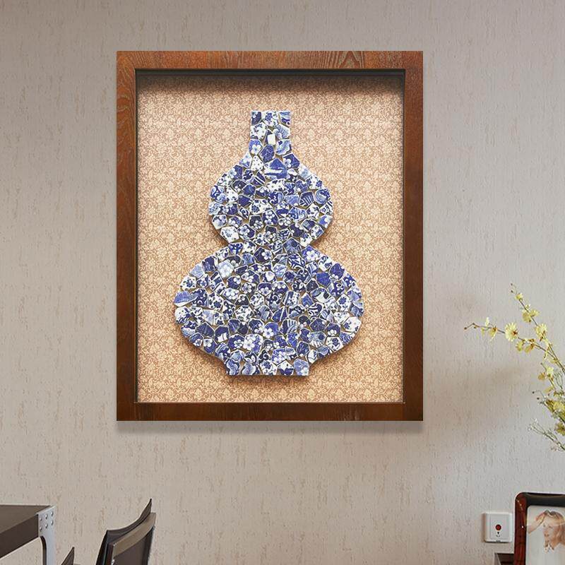 新中式电表箱装饰画 画中国风青花瓷实物画 画手工立体画 画配电