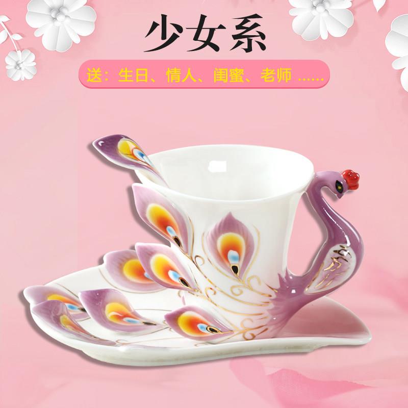 轻奢陶瓷咖啡杯碟套装欧式小奢华家用骨瓷英式下午茶杯花茶杯子勺