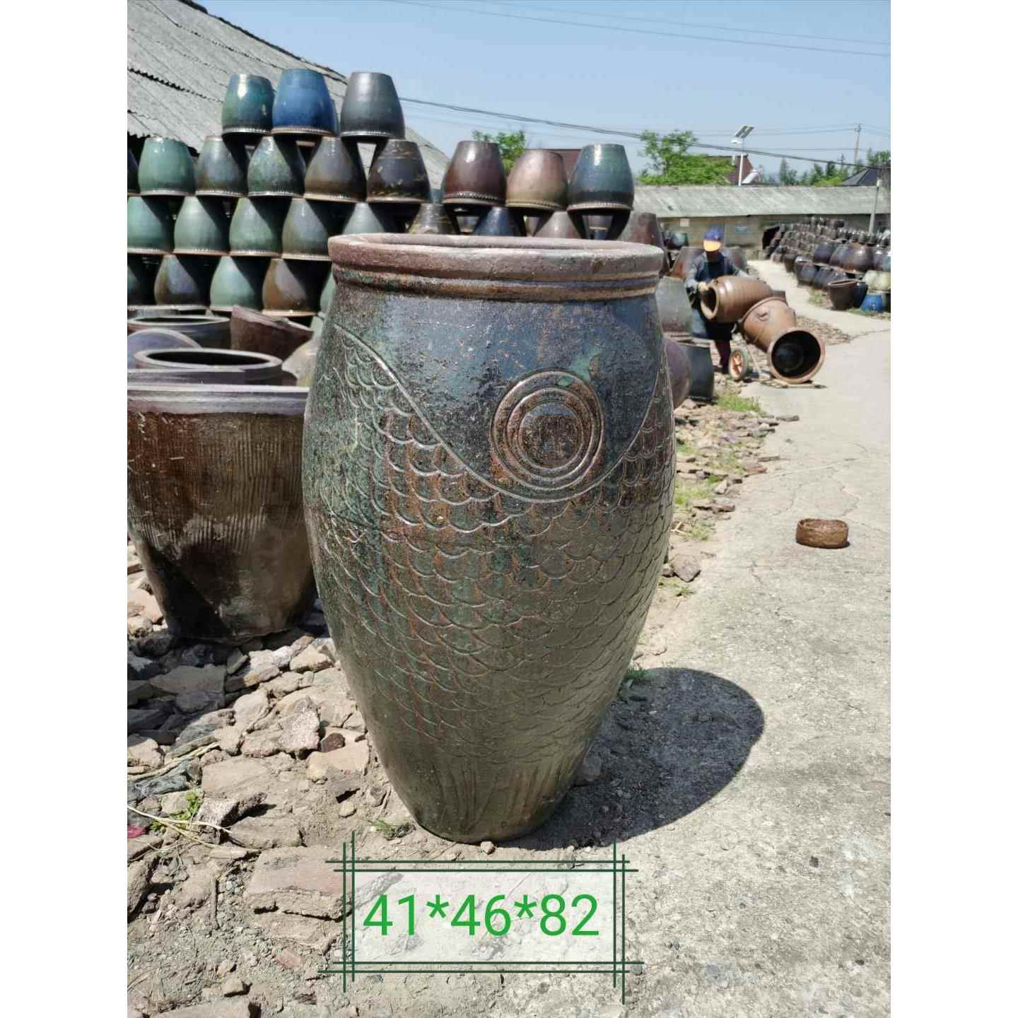 别墅社区园林绿化种植粗陶罐粗陶高水缸陶盆金鱼缸陶瓷花盆老式38