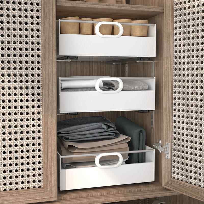 拉篮储物盒自制柜内抽屉自装带滑轨托盘分层改造袜子收纳环保塑料,收纳整理,收纳箱,淘宝优惠券,粉丝福利购,淘宝优惠卷