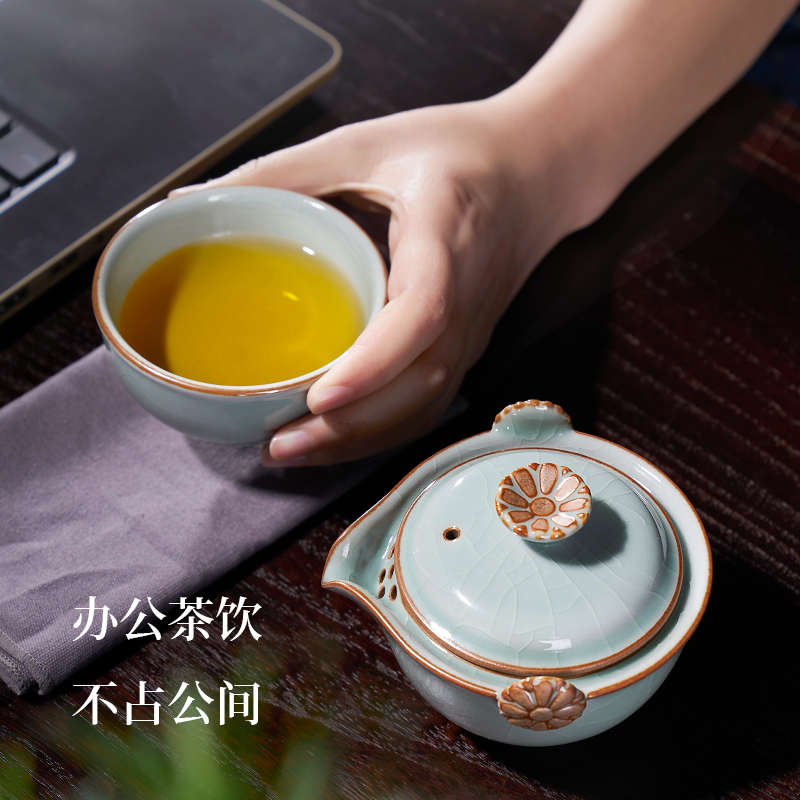汉唐户外便携旅行功夫茶具套装盖碗快客杯景德镇陶瓷一人杯泡茶碗