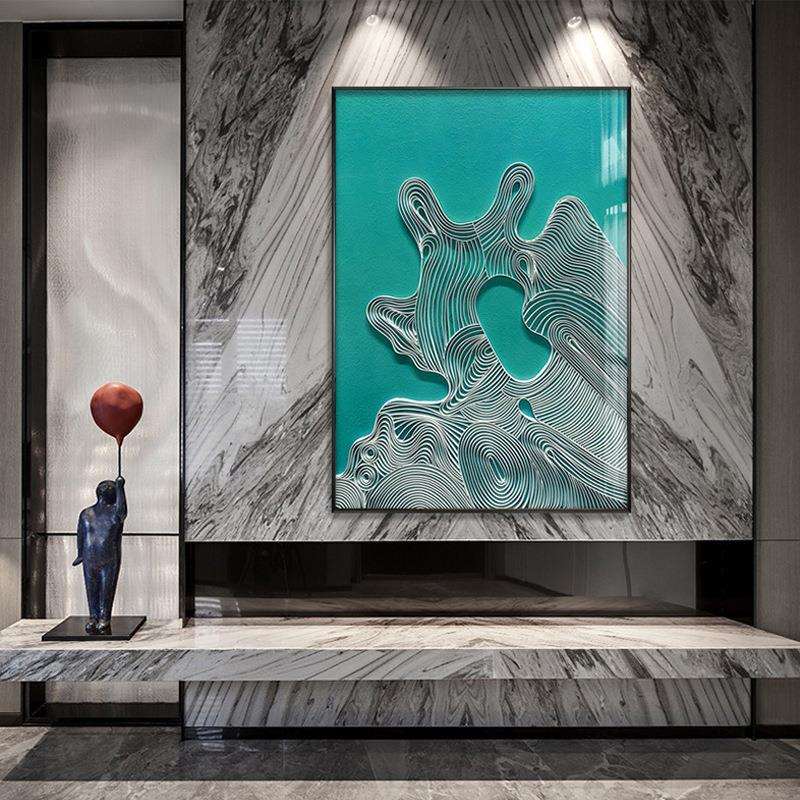 后现代轻奢立体装饰画橙色抽象玄关客厅样板间楼梯口大幅北欧挂画