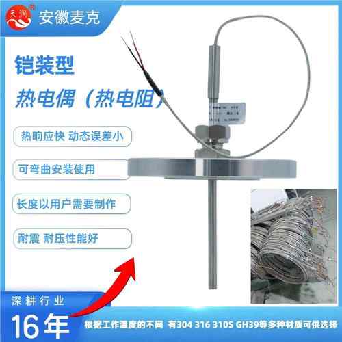 铠热电偶K活3型 铠装铂装MKWRNK-5电阻 PT100 WRNK-91 WZPK-391动