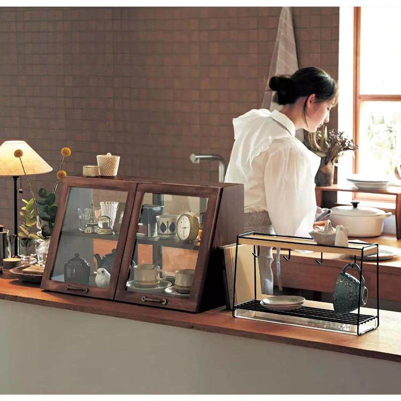 日纯实木物厨房收纳柜碗39489柜调料柜型餐边柜餐桌整理柜式玻璃小储柜