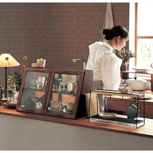 日纯实木物厨房收纳柜碗39489柜调料柜型餐边柜餐桌整理柜式玻璃小储柜