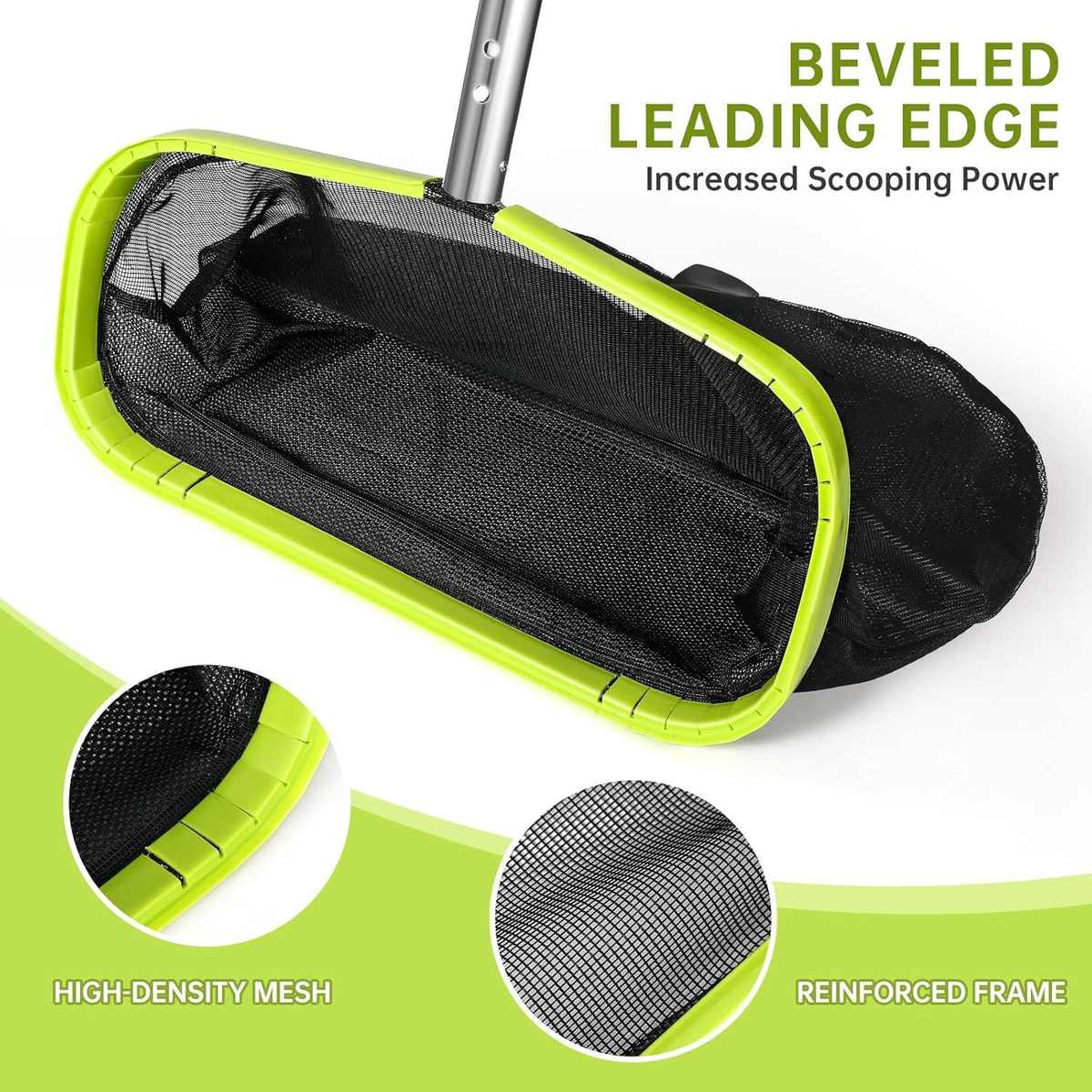 源头工厂新款黑色游泳池清洁捞网加强边框黑色深网泳池捞叶网