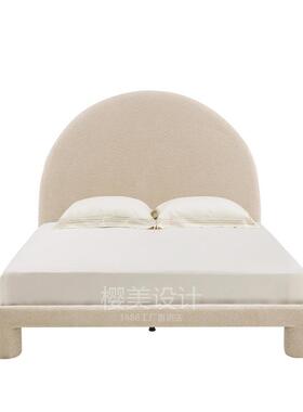 法中古风焦糖色YMa6552羊羔绒双人床北式欧油系网红奶异形主轻奢