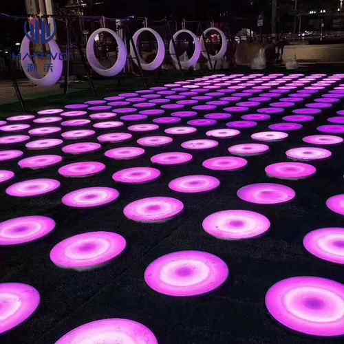 户外庭院园置地砖灯布应互动彩色OIQ跑脚踩灯舞池重力地感板灯花
