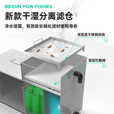 BESSN不锈钢鱼池过滤器户外锦鲤鱼池塘养鱼周转箱水循环培菌系统