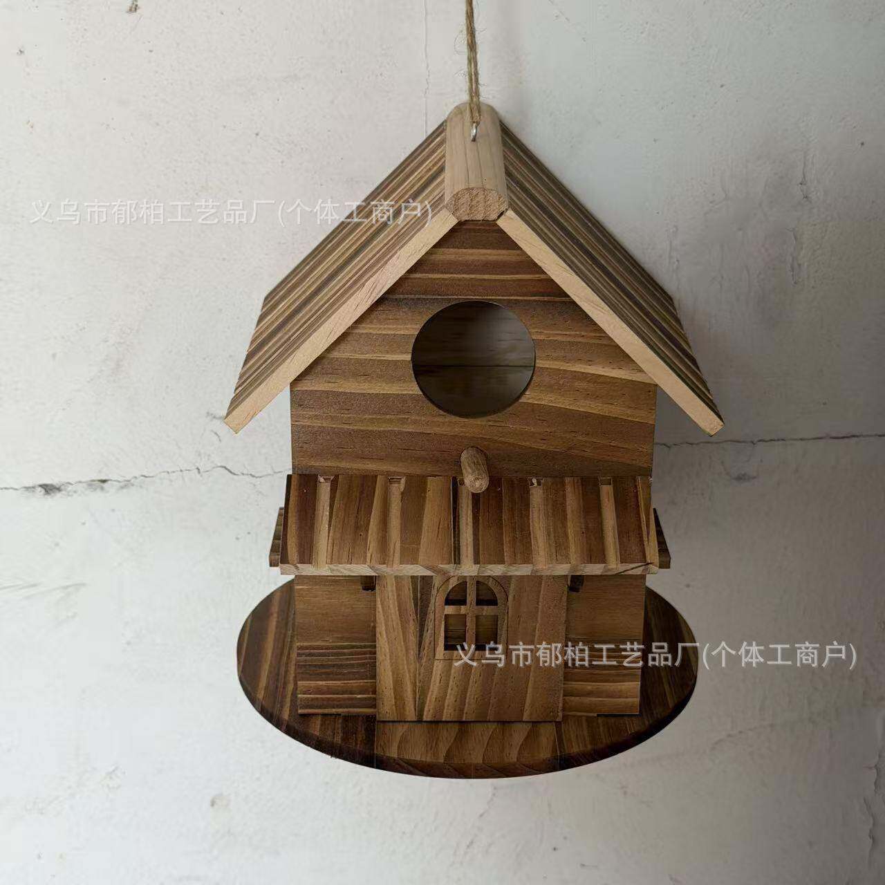 跨境实木鸟窝木质鸟窝/喂鸟器/鸟屋 户外鸟笼木制置物架木制 跨境